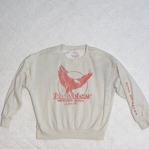 Budweiser Cream Sweatshirt with Red Logo